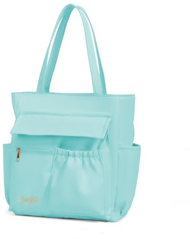 Sweeford Strandtasche XXL Damen - Großes Tote Bag mit Reißverschluss, Handtaschen für Arbeit, Schule, Strand & mehr (Blau)