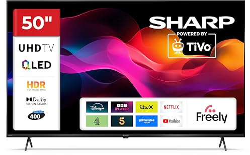 Sharp 50-inch 4K Ultra HD QLED Smart TV Dolby Vision Dolby Atmos HDMI 2.1 with eARC 50HM5245K Freely Included (HM Series)