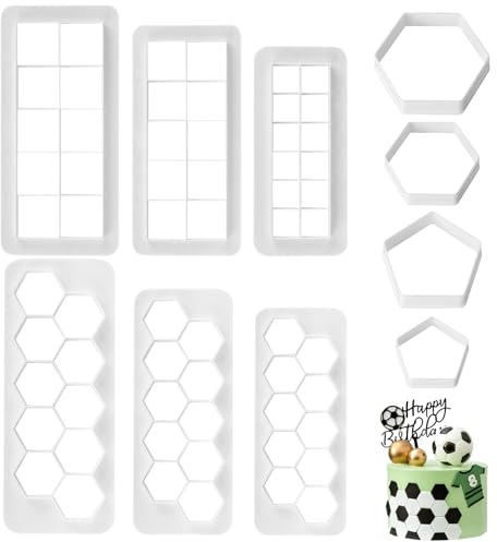 10 Stück Tortendeko Fussball Ausstechformen Fondant Ausstecher, Silikonform | Fußball Tortendeko DIY Fussball Plätzchen,Dessert,Torten Dekorieren