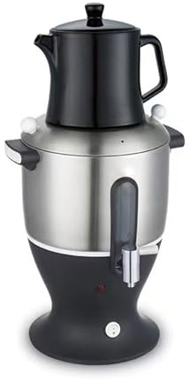 XRSMOU Electric Samovar Tea Maker,Double Pot Kettle Infuser,Stainless Steel,Keep Warm Function,Fast Heating,for Office,Home (Black)