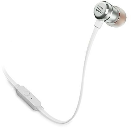 JBL Tune 290 In-Ear Kopfhörer Ohrhörer, Silber | 1-Tasten-Fernbedienung und Integriertem Mikrofon Kompatibel mit Apple und Android Geräten