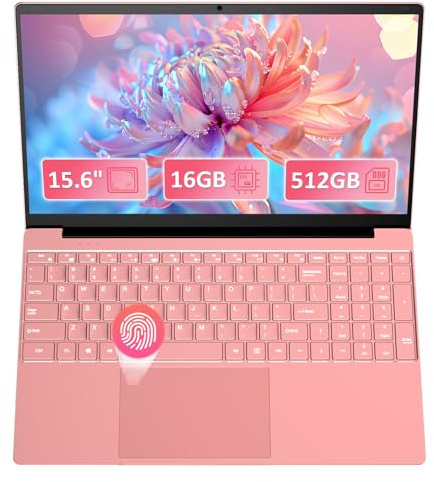 Molegar 2026 Laptop Ordenador Portátil QWERTY,Pantalla IPS FHD de 15.6,16GB RAM 512GB SSD,Procesador Celeron N5100,WiFi5,BT5.0,USB3.0,Teclado Retroiluminado,Lector de Huellas Dactilares para Negocios