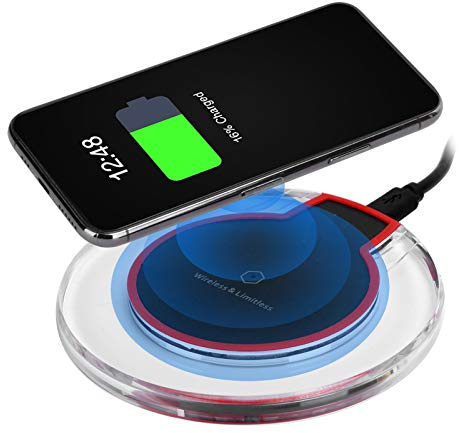 Culnflun Q7 Qi Wireless Charger Pad - Fast Charging Dock for 8/X/XR/XS Max, Note9/S9, & More, Ultra Slim with LED Indicator