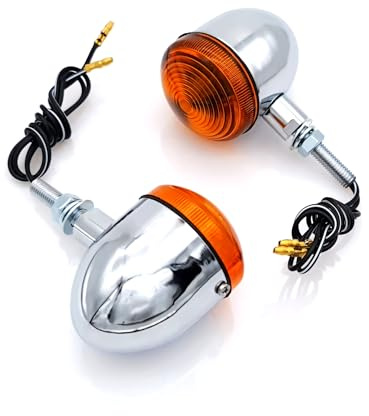 Bike It Motorcycle Indicators Short Stem Bullet Indicators With Full Metal Chromed Body And Amber Lens