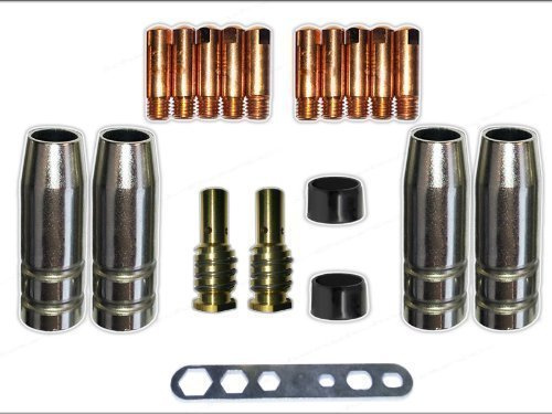 Verschleissteile Set MB14 MIG/MAG mit Gasdüsen, Düsenstöcken, Stromdüsen für MB 14, SB 14, TBI140, Tops 140 Brenner und viele andere… (0,8 mm)