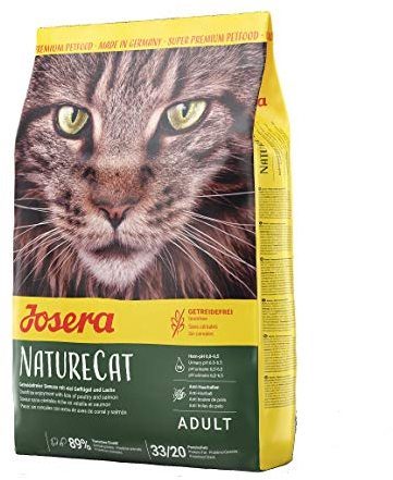 JOSERA NatureCat (1 x 2 kg) | Adult | Premium Trockenfutter für ausgewachsene Katzen | Lachs & Geflügel | erlesene Kräuter & gesunde Früchte | getreidefrei | Katzenfutter | 1er Pack