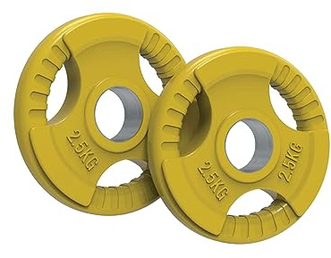 Body Revolution Hantelscheiben aus Gusseisen für 50-mm-Stangen, 1,25 kg–25 kg, mit Gummibeschichtung, mit drei Griffmulden
