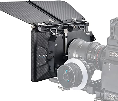 Tilta Matte Box pour Studio Cinima Caméras, 3 Pcs 4x5.65 Cadre de Filtre avec 5 Anneaux d'Adaptateur d'objectif (134/114/110/95/80mm) Drapeau Supérieur 5 Pcs Avant Mat 15mm Tige Adaptateur MB-T12