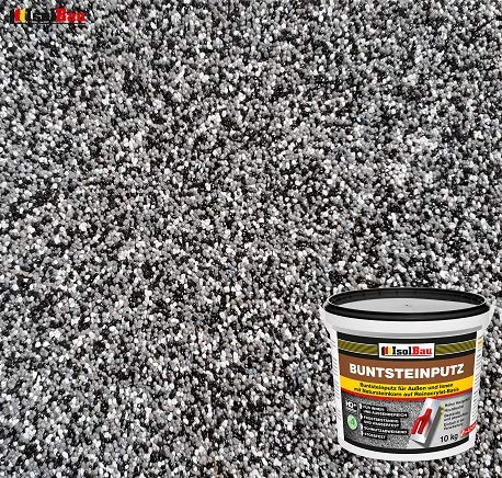 Isolbau - Buntsteinputz für Außen und Innen (Weiß, Grau, Schwarz) 10 kg - BP30 Mosaikputz Dekorationsputz Frostsicher, Wasserfest, Stoßfest