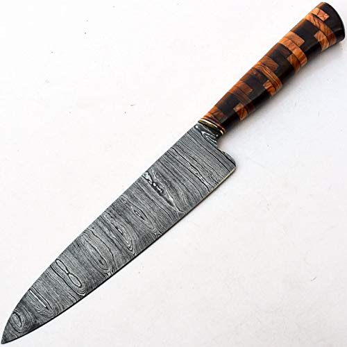 PAL 2000 Cuchillos de cocina de acero Damasco – 20,32 cm aprox. Cuchillo de chef de acero Damasco – El mejor cuchillo de cocina hecho a mano Damasco con vaina Compra con confianza 9600