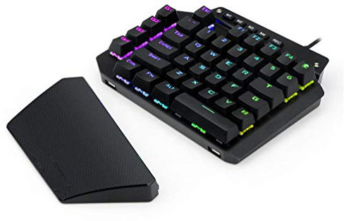KUANDARMX 35-Key Mini Teclado Gaming para Una Sola Mano Ergonomica Conexión Bluetooth Portatil Teclado Profesional para Juegos per Pc Windows/Mac, Black