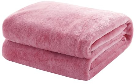 Kuscheldecke Flauschige extra weich & warm Wohndecke Flanell Fleecedecke, Falten beständig/Anti-verfärben als Sofadecke oder Bettüberwurf, Größe:220 cm x 240 cm, Farbe:Altrosa