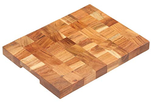 Tidyard Tagliere da Cucina Professionale in Legno massello, Vassoio Rettangolare di Legno, Tagliere Antiscivolo per Carne, Pesce e Verdure, 40 x 30 x 3,8 cm/50x34x3,8 cm/60x40x3,8 cm