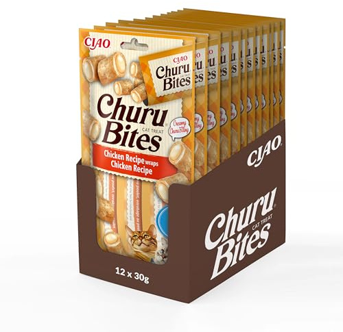 INABA Churu Bites mit 59% Hühnerfleisch und 16% Thunfisch Katzen Leckerlies, Getreidefrei, Zuckerfrei, Keine Nebenerzeugnisse Katzensnacks, Perfekt zum Verstecken von Tablette 30 g (12er Pack)