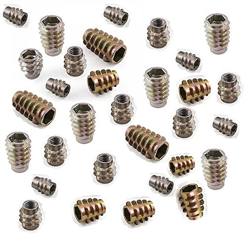 TERF® M5 (5 mm) x 13 mm Holzeinsatz Sechskantmuttern Gewindeeinsatz Innensechskant (Typ E) Mutter für Holz, Holz, Möbel, Tischler, Heimwerker und viele Projekte – 10 Stück