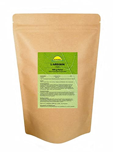 L-Arginin Base (Aminosäure), vegan, 500 g im Beutel, Premiumqualität ohne Zusatzstoffe, Bonemis®