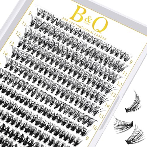 B&Q Wimpern Cluster 280PCS Einzelne Wimpern 30D+40D D-Curl 9-16mm
