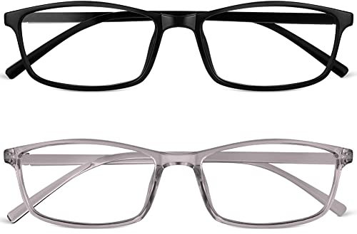 URAQT Blaulichtfilter Brille, Anti Blaulicht PC Gaming Brillen Modebrille, Blue Light Blocking Glasses, Ohne Stärke Blaufilter Brille für Damen und Herren (Grau+Schwarz)