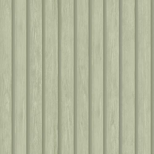 SOPHIE LAURENCE Green Wood Panel Slat Wallpaper Realistic 3D Effect Wallpaper