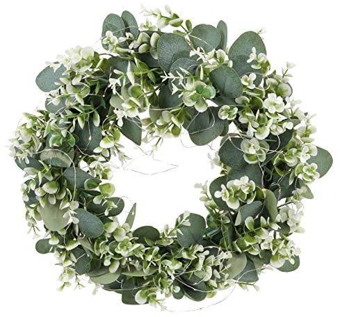 Lurrose Adventskranz Weidenkranz Künstliche Ostern LED Türkranz mit Beleuchtung Frühlingskranz Dekokranz Osterkranz Wandkranz Blumenkranz Wanddeko Haustür Türdeko Led Weihnachten Kranz