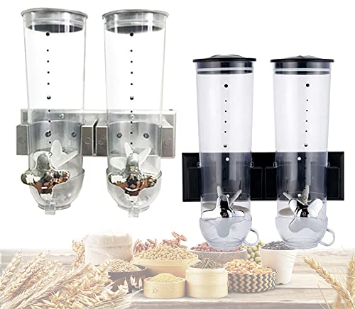 GImLY Distributeur d'aliments secs Distributeur de Grains Distributeur de Riz Distributeurs de céréales Distributeur de Haricots Distributeur de Riz à 5 grilles (Argent/Mural)