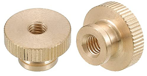 uxcell Knurled Thumb Nuts, 4pcs M6 x D20mm x H12mm Brass Knurled Nut with Collar High Head Through Hole Adjusting Nuts for 3D Printer Parts