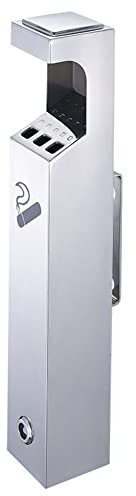 Aschenbecher, winddichter Aschenbecher, freistehender Aschenbecher, abschließbarer Wandaschenbecher aus Metall, Aschenbechersäule aus Edelstahl, 48 cm, 1,8 l, Aluminiumlegierung, Außenzylinder, Wandas
