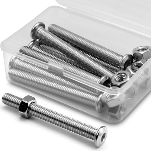(10 Ensembles) Vis M8 x 70mm en Acier Inoxydable 304 Avec tête Plate Hexagonale et écrous - Connecteurs de Mmeubles