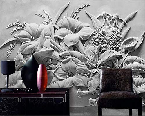 Photo Papier Peint Fleurs en relief Papier Peint Peintures Murales 3D Personnalisées Photo Papier Peint Salon Décoration De La Maison 150cm×105cm(LxH)