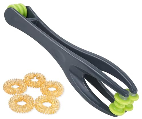 cotsoco 2-in-1 Finger- und Handmassageroller und 5 Stück Akupressur-Massageringe für Finger-Handmassage, für Durchblutung, Stress, Arthritis und Handschmerzlinderung, für Hände, Handfläche und