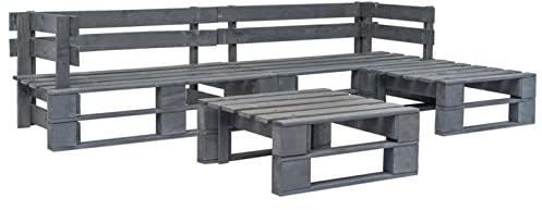 ShCuShan 4-TLG. Garten-Sofagarnitur aus Paletten TerrassenmöBel Lounge MöBel Outdoor Gartensofa Lounge GartenmöBel Holz Grau