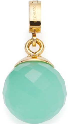 JEWELS BY LEONARDO Anhänger Clip & Mix Catina • Ketten-Anhänger aus goldfarbenem Edelstahl • türkisfarbener, faccettierter Glaskugel-Charm • Clip S (3,5 mm Ø) • Schmuck Geschenk für Frauen • 023658
