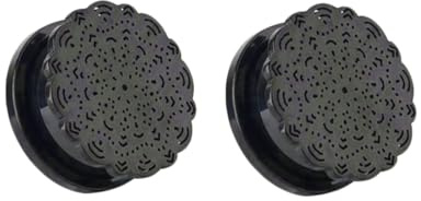 Stfery Plugs 8mm, 2 Stück Flesh Tunnel Stahl Schwarz Mit Blume Muster Ohr Plug Tunnel