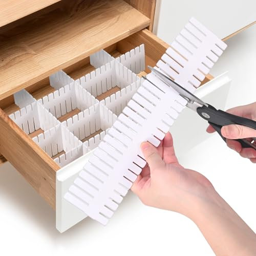 LUXECOVE 20er-Pack Schubladenteiler, Schubladen-Organizer, schubladentrenner verstellbar,weiße, verstellbare Trennwände für Dessous, Socken, DIY-Schlafzimmer, Büro