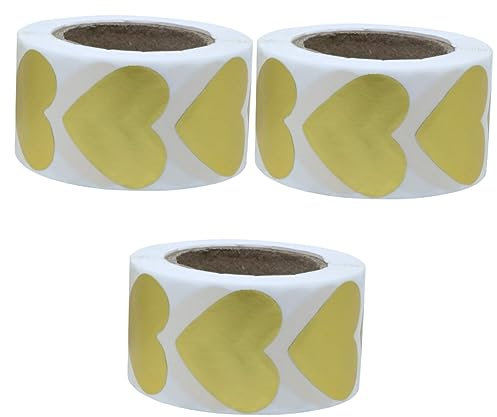 Tofficu 3rollen Goldene Herzform Aufkleber Selbstklebende Etiketten Für Bäckerei Geschenkverpackungen Dankeschön Aufkleber Für Cookies Und Partyartikel
