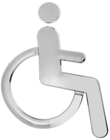 XPJYUA Signaletique Toilettes Panneau de Toilette adhésif for Fauteuil Roulant, Autocollant Mural for Handicap, Symbole de Porte de Salle de Bains Unisexe, Argent