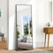 BONEWEI Espejo de Pie 161 x 52 cm, Espejo Rectángulo de Cuerpo Entero con Marco de Aluminio Negro, Espejos Grandes de Pared Inclinado o Colgante para Salón, Dormitorio, Entrada