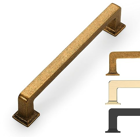 9BUILD 10 Pack Antique Brass Cabinet Handles 128MM Kitchen Cupboard Zinc Alloy Drawer Handles for Wardrobe UK0055
