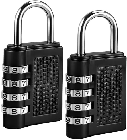 WedDecor Resettable 4 Digit Coded Padlock for Indoor & Outdoor, Black, 2pcs | Strong Keyless Padlock Offers Reliable Security For Lockers, Sheds, Gates, Storage Units And Everyday Valuables