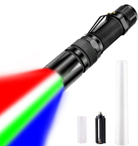 POCKETMAN 4 Colors in 1 LED Torch,Pocket Clip Zoomable Torch Super Bright Flashlight, Powerful Battery Powered Mini Tactical Torch for Camping, Outdoor, Emergency, Gift