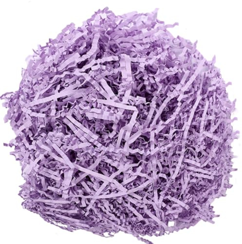 LYARCHTE Crinkle Paper Filler 5.2 oz, Crinkle Cut Paper Shred Filler Shredded TissueRaffia Grass Paper for Gift Basket Packing Bag Filler (Purple)