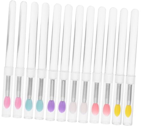 VALICLUD 12 Stücke Silikon Lippenstift Applikator Zauberstäbe Abgedeckt Lippenstift Pinsel Lip Gloss Pinsel Frau Make-up