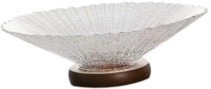 sporful Corbeille à fruits sur pied en bois et verre au design élégant multifonction pour comptoir, maison, salon, cuisine, 24,5 x 24,5 x 8 cm