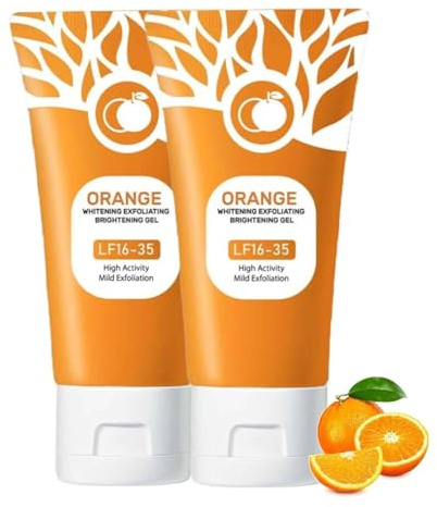 Orange Gesichtspeeling Gel,Orange Enzymes Exfoliating Brightening Gel,Tiefenreinigendes & Feuchtigkeitsspendendes Exfoliating Scrub,Orange Gesichtspeeling für Weiche,Glatte Haut (50 g (1er Pack), 2PC)