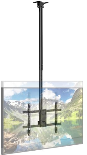 TV Deckenhalterung für 43-86 Zoll bis 60kg, 360° schwenkbar und -25° neigbar, mit ±3° Nivellierung, max. VESA 600x400, für Flach- und Schrägdach, Curved kompatibel