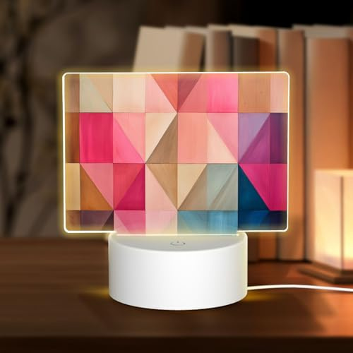 HMBGFW Rompecabezas de luz nocturna acrílica rectangular de tres colores, luces nocturnas con 3 modos de luz, puerto USB, perfecto para dormitorios y baños