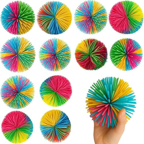12 Stück Wuschelball Bunte Fidget Bälle - Sensorik Spielzeug Aus Silikon Mit 6.5cm Durchmesser - Stringy Balls Für Kinder & Erwachsene Als Anti Stress Ball Und Partygeschenke