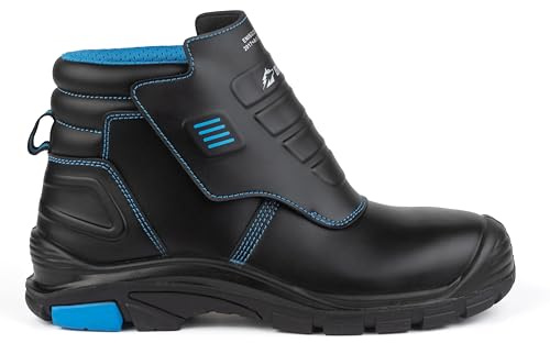 BWOLF Welder Pro HI S3 - Zapatos de trabajo resistentes al fuego, suela antideslizante de PU/goma, piel resistente al calor, Negro , 46 EU