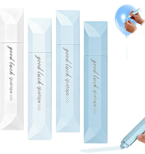 Yizemay Glue Tape Roller, 4 Pack Double Sided Tape Dispenser, Scrapbooking Supplies, Balloon Sticky Dots for School Home Office Crafting, Cards, Journal and Scrapbook Accessories