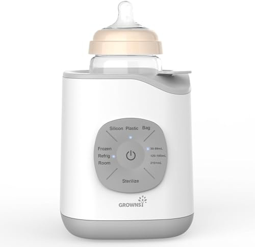 Grownsy Chauffe Biberon Bébé, Programmes Automatiques & Température Précise | Programmes automatiques sans hésiter, chauffe en 3-5 min, bain-marie doux, chaleur uniforme, décongélation & stérilisation